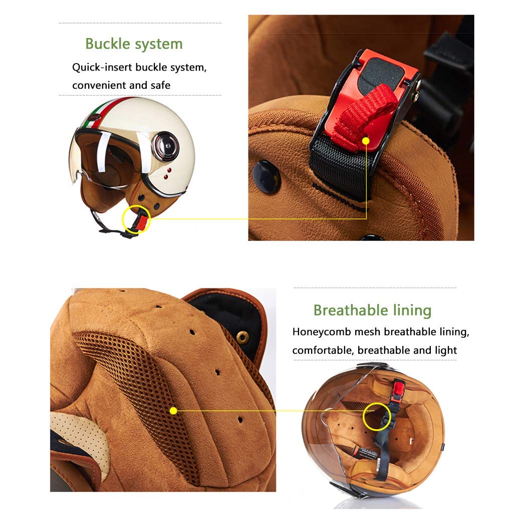 Casco Moto Aperto Jet 3/4 Omologato ECE: Stile Retro E Sicurezza Per La Tua Guida - 4