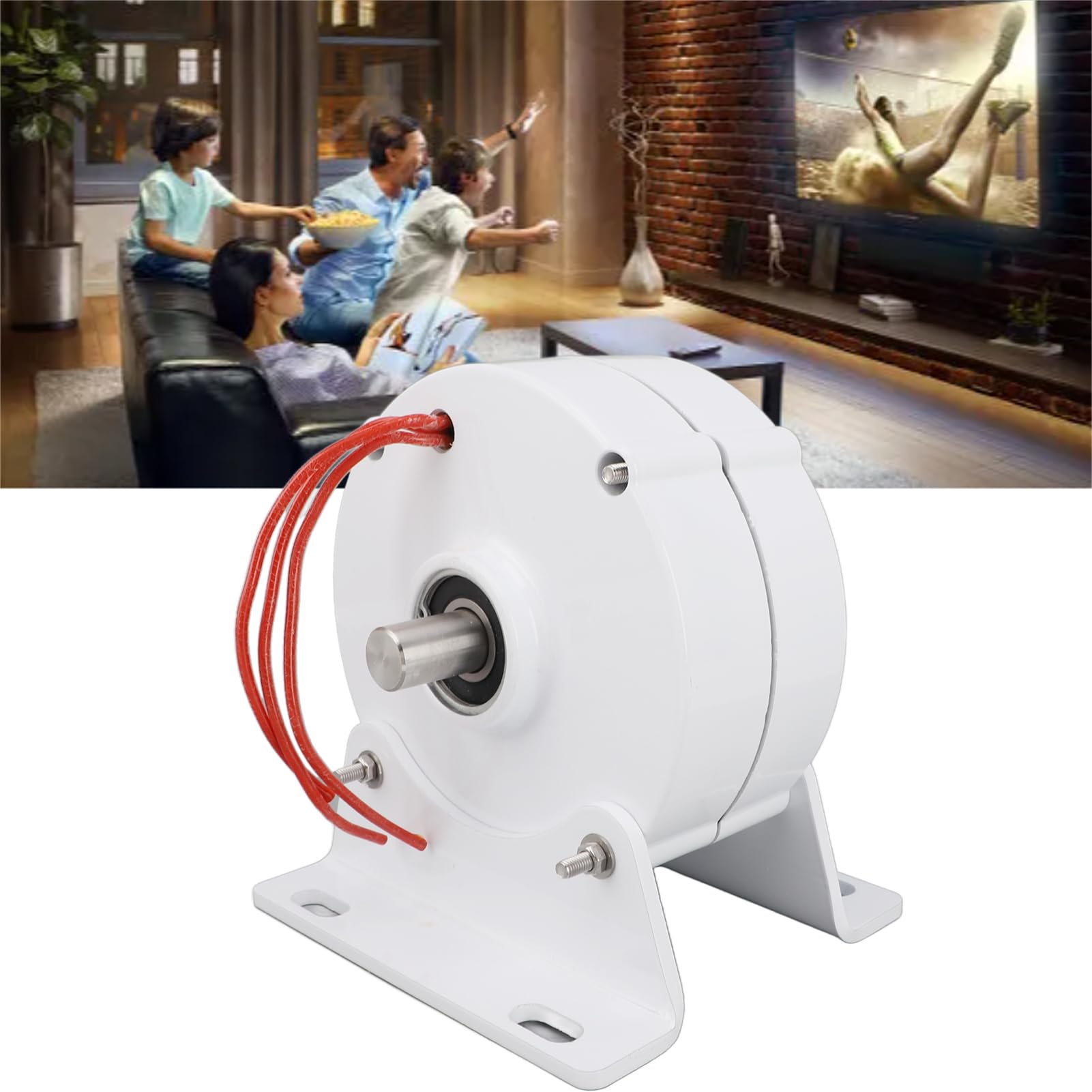 Hyuduo Generador de Motores Eléctricos Magnet, Motor Síncrono de Imán Permanente 48V 48 V Eje de Doble Eje 3 Fase Generador de Imán Permanente con Base para Hogar, Herramientas (200W)