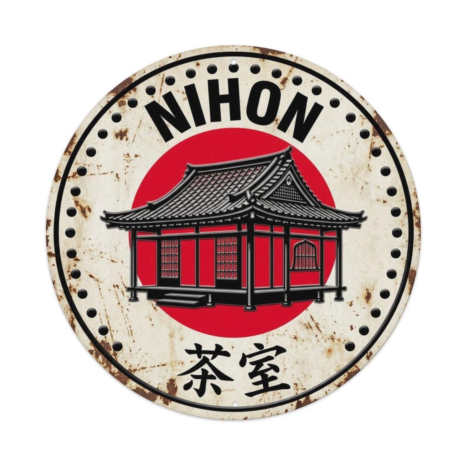 Tea House Nihon Traditional Architecture Rustic Metal Tin Sign