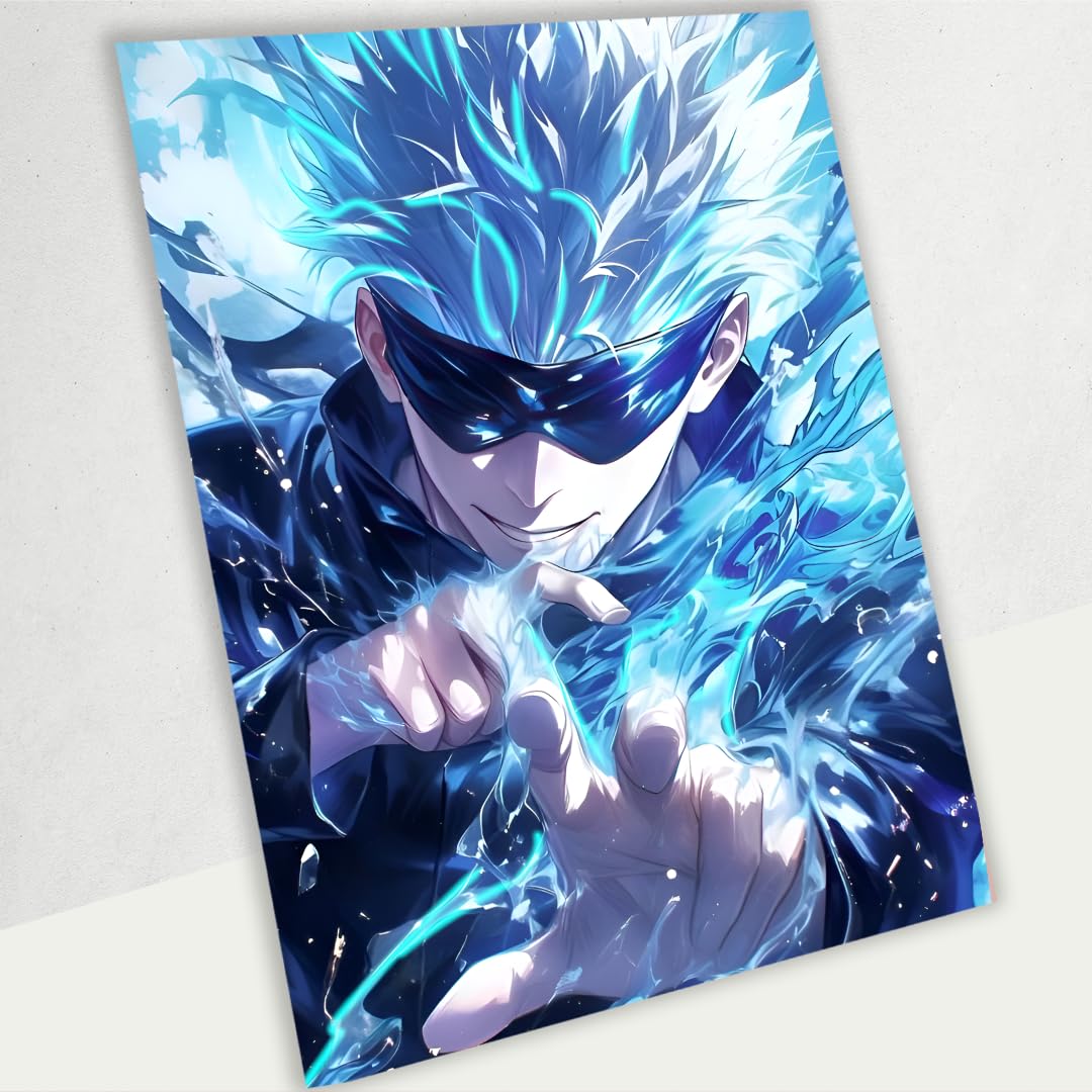 Gojo Limitless Blue Energy UV Printed Acrylic Wall Art | Glossy High-Detail Anime Frame for Bedroom Gaming Setup Home Decor | Durable Imported Acrylic | Lightweight Modern Display