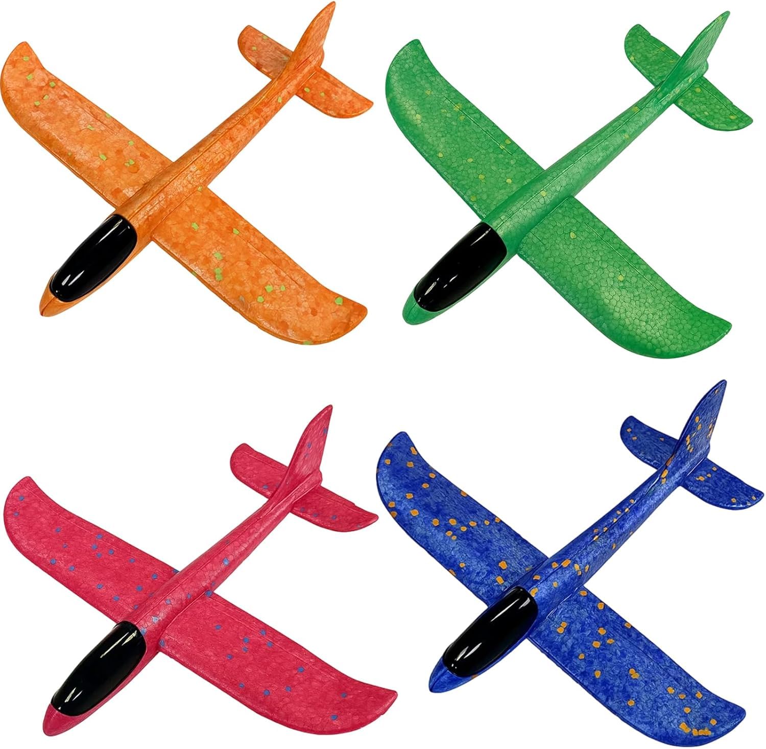 YFHUVB 4 Pack Foam Glider Planes, Aeroplane Colorful Foam Glider Planes, Fake Aeroplane for Indoor Play, Outdoor Sport Game, Birthday Gifts