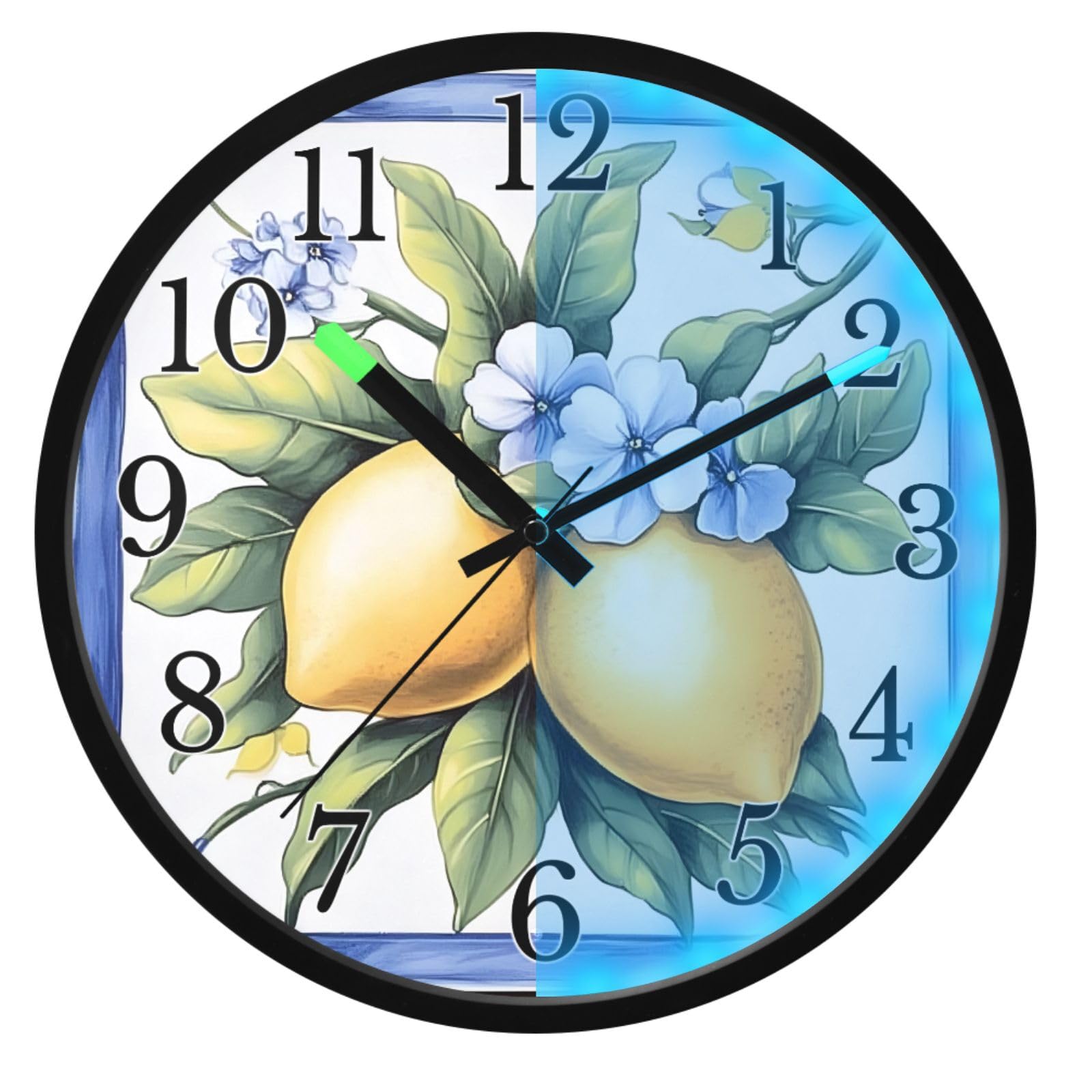 Horloge murale à piles 30,5 cm au design italien floral avec cadran lumineux