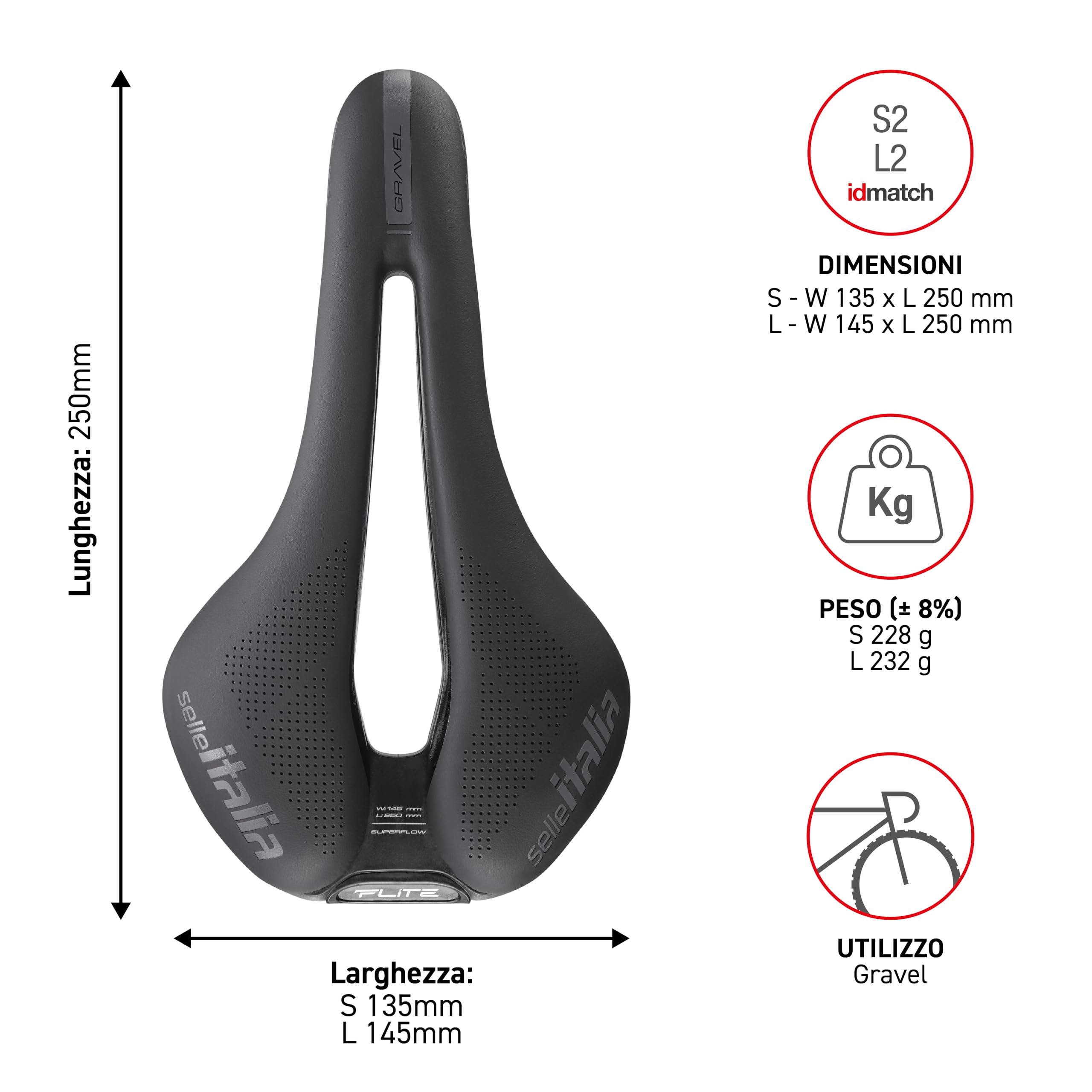 Selle Italia Flite Boost Gravel Ti316 Superflow - Selle FLITE Boost Gravel TI 316 Superflow bleu, L3 Unisex adulto
