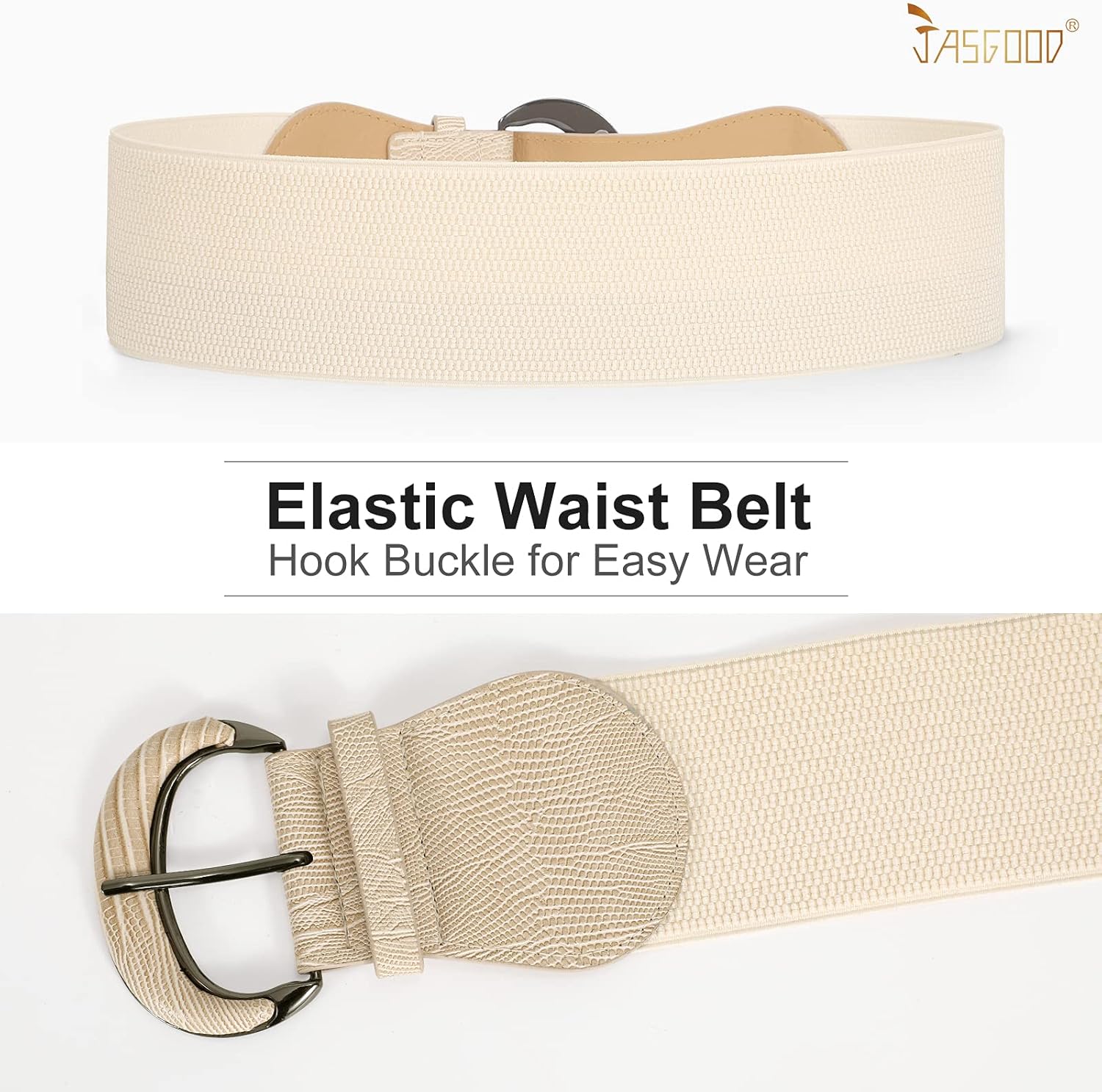 JASGOOD Women Stretchy Wide Waist Belt for Dress Ladies Vintage Elastic Belt - Image 3