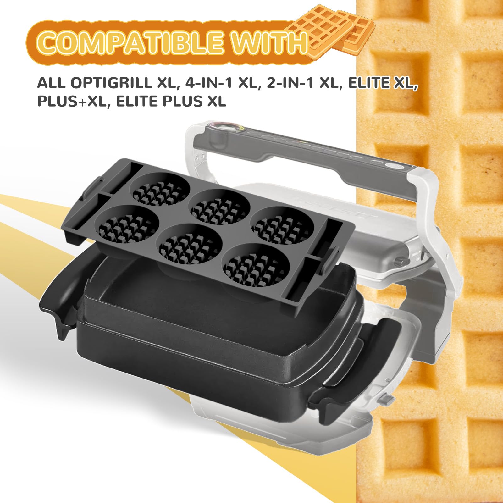 Insert à gaufres compatible avec Tefal OptiGrill XL, 4in1 XL, 2in1 XL, Elite XL, Plus + XL, Elite Plus XL, Insert de plat de cuisson en silicone Plaques à gaufres Accessoires