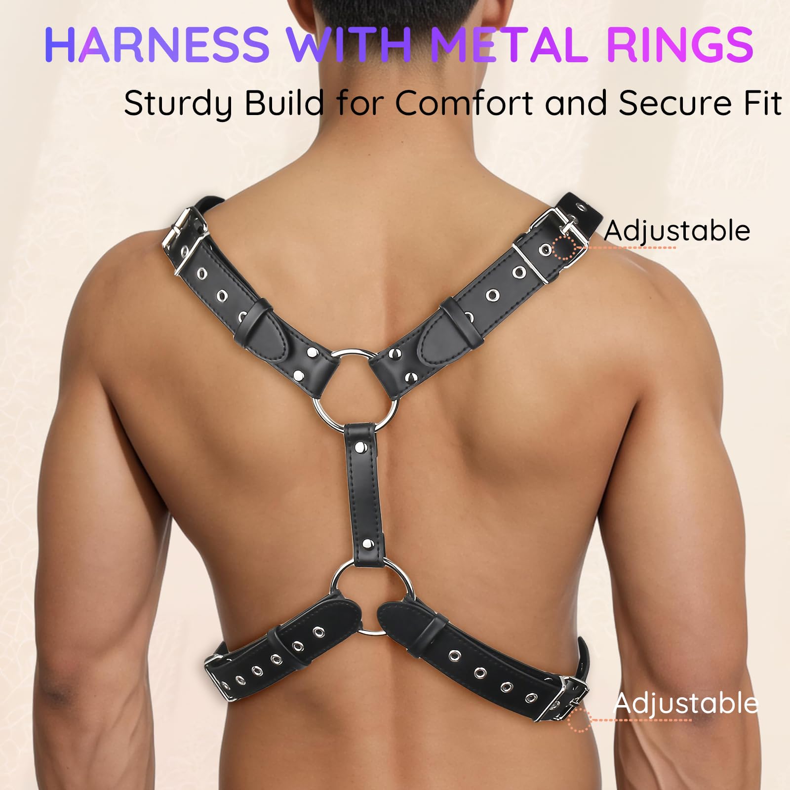 Arnés para hombre, arnés de cuero ajustable para hombre, arnés sexy para el pecho, cinturón con reflejos musculares para fiestas, discotecas, cosplay, club, declaración de moda #24