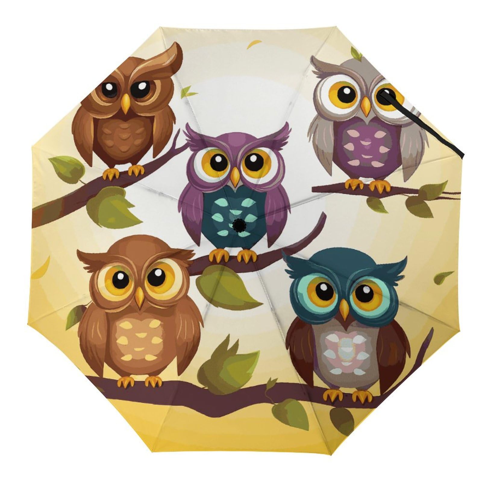 Rkklvbns Men's Style Owls Birds Umbrella, Large Size Windproof Travel Umbrella, Auto Open Close, Portable Folding Parasol Durable Premium Grip For And Wo