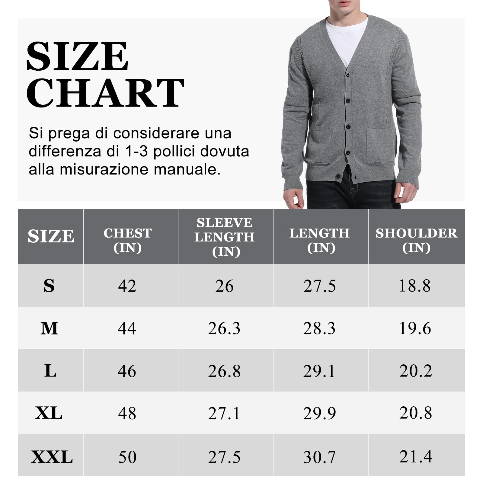 Cardigan da Uomo Maglieria Scollo V Cardigan con Tasche Cotone a Maniche Lunghe Maglione Elegante e Casual Giacca Leggera per Ufficio e Appuntamenti Taglie S-XXL