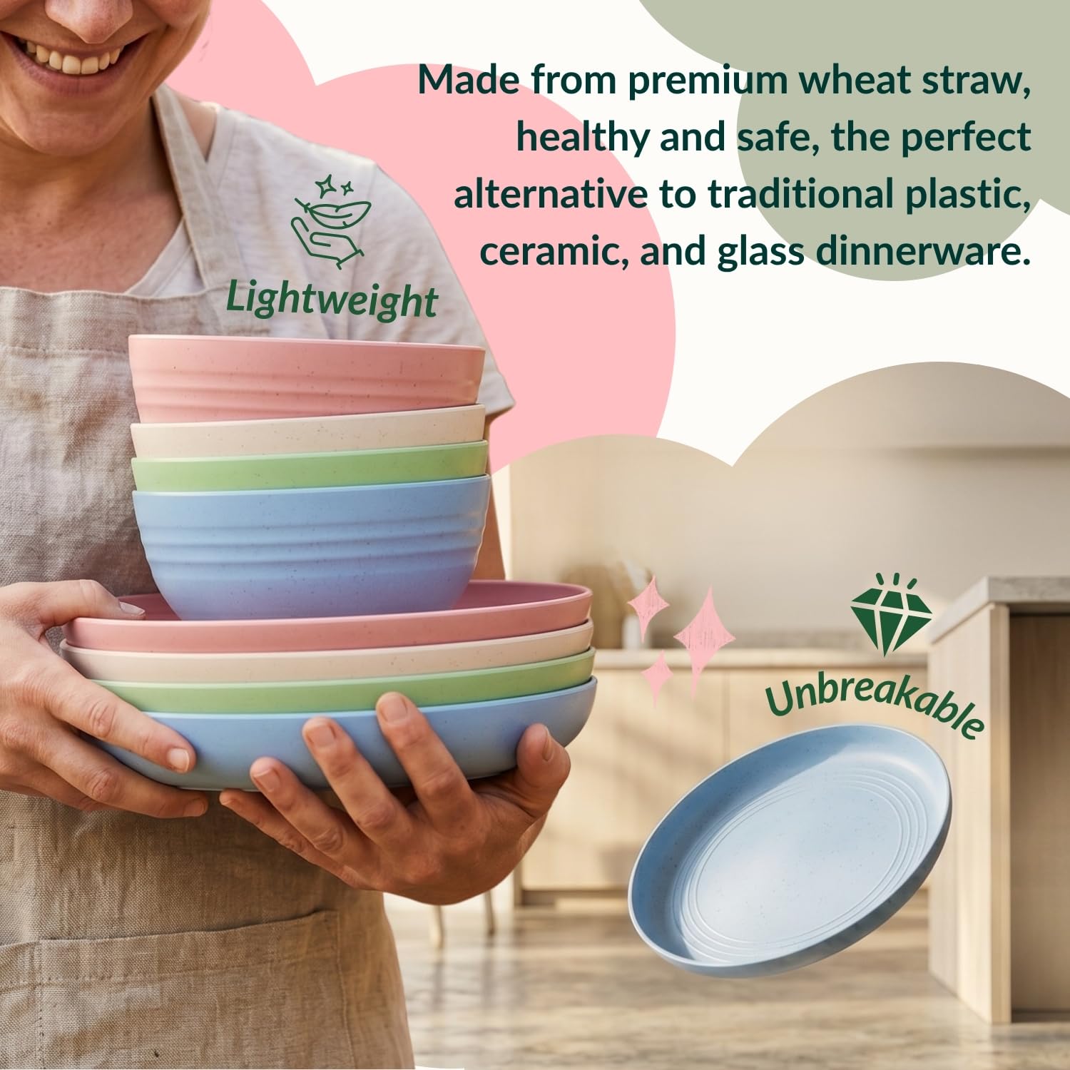 Homienly Wheat Straw Dinnerware Set - 20 Pieces -4