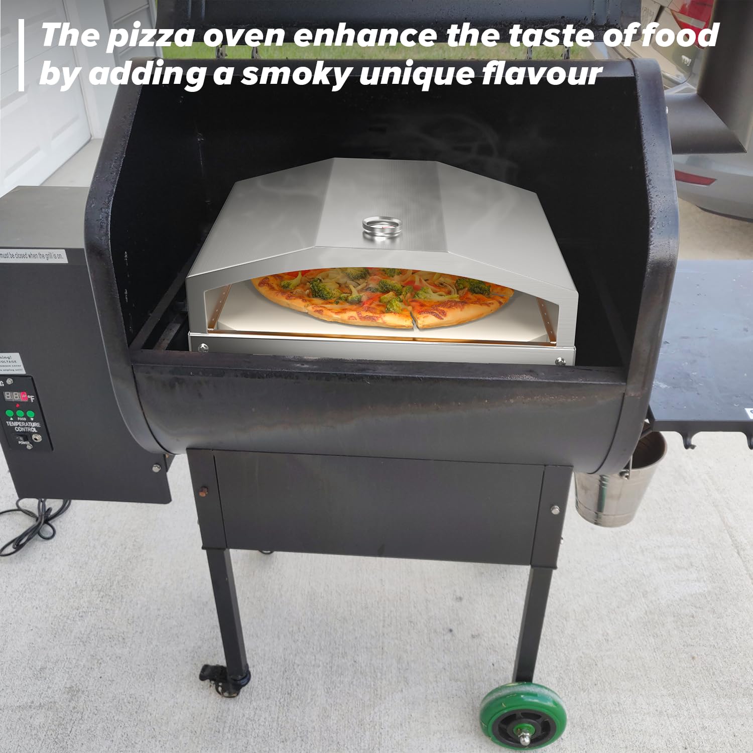 Amazon.com: Outdoor Pellet Wood-Fired Pizza Oven- Stainless Steel Pellet  Grill Pizza Oven Attachment with 14 Pizza Stone for Most Pellet Grills  Traeger/Pit Boss/Camp Chef/Z Grill/RecTec/Green Mountain Grill : Patio,  Lawn u0026 Garden