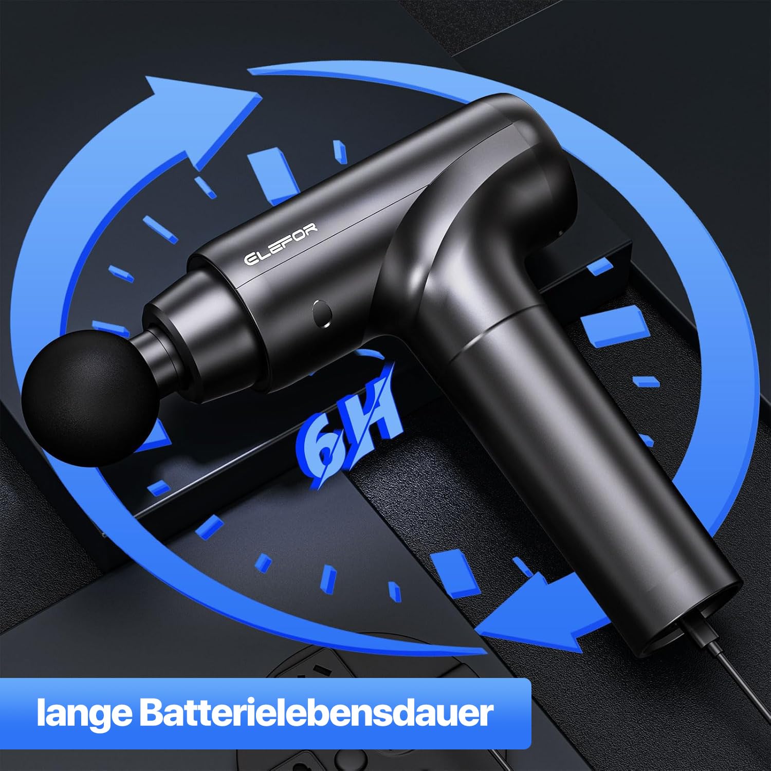 Massagepistole, tiefes Gewebe, Percussion-Rückenmassagegerät für Sportler, Muskelmassagepistole zur Schmerzlinderung, mit 8 Massageköpfen und 20 Geschwindigkeiten (mattschwarz)