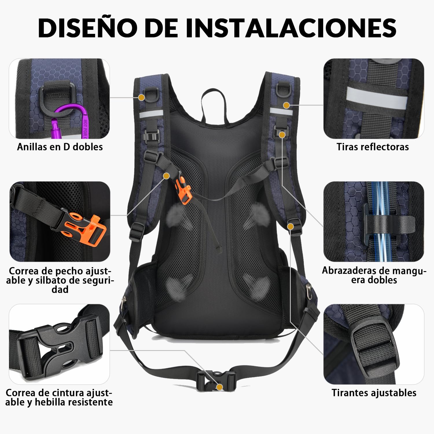 Mochila de Ciclismo MTB, 15L Ligera Mochila Bicicleta Montaña para Hombre Mujer Bici, Esqui, Correr, Senderismo, Moto Enduro, Trail Running