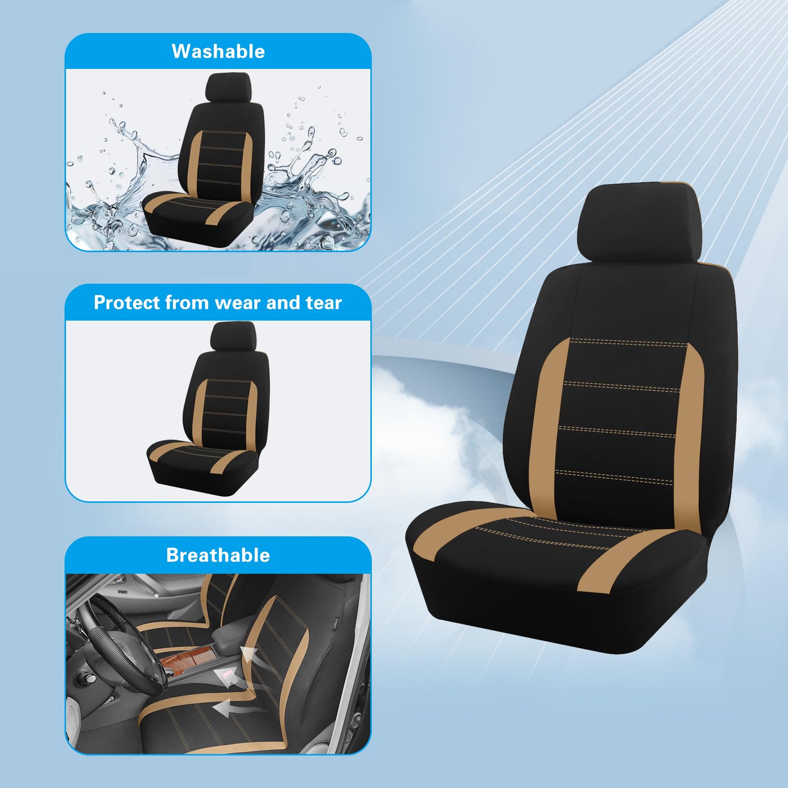 Coprisedili per auto per VW Tiguan Limited 2015-2019, Set fodere protezione sedili poliestere, Accessori Auto Interno Lavabile（5 pcs Copri sedili anteriori e posteriori）