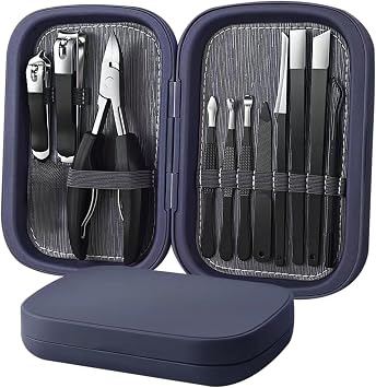 11pcs Ingrown Toenail Clipper Nail Cutter,Multifunctional Stainless Steel Nail Clipper,Adult Thick Nails Travel Grooming Kit Manicure & Pedicure Set Personal Care Tools Black