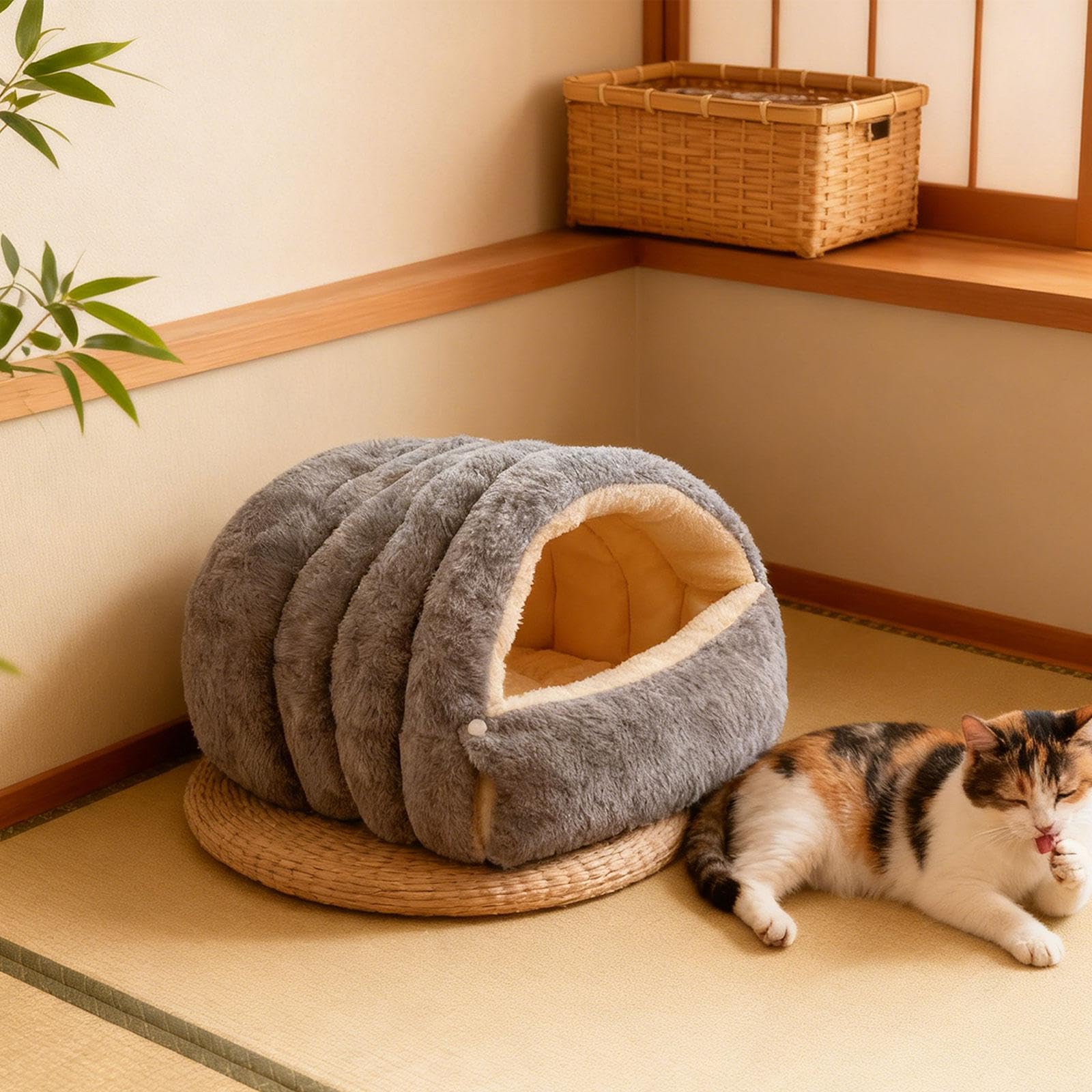 Cama Cueva para Gatos, Lavable, para Mascotas, Cómoda, para Invierno, para Descansar Y Jugar, L