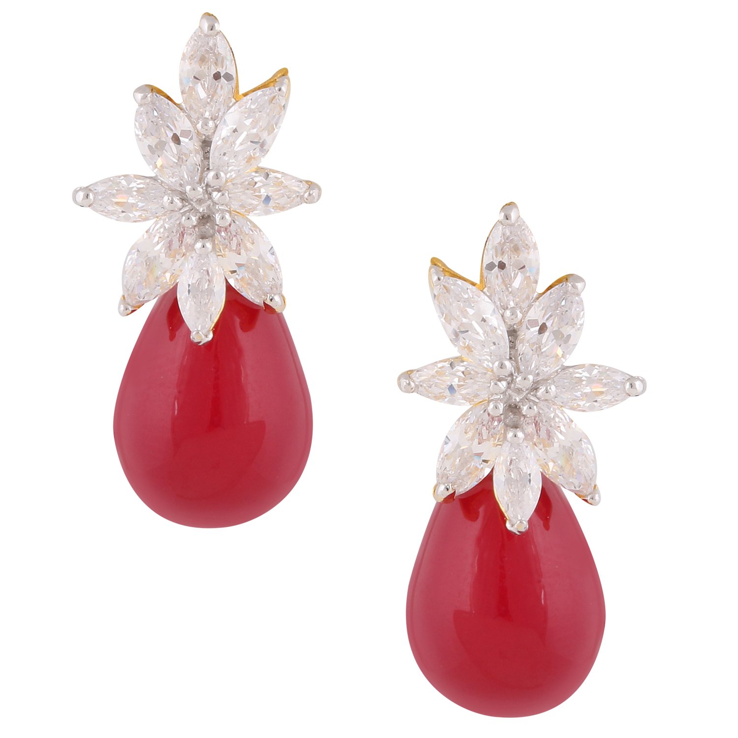 Swasti Jewels Zircon Fashion Jewellery Red Floral Stud Pearls Earrings for Women (B01IIO5K72) Amazon Price History, Amazon Price Tracker