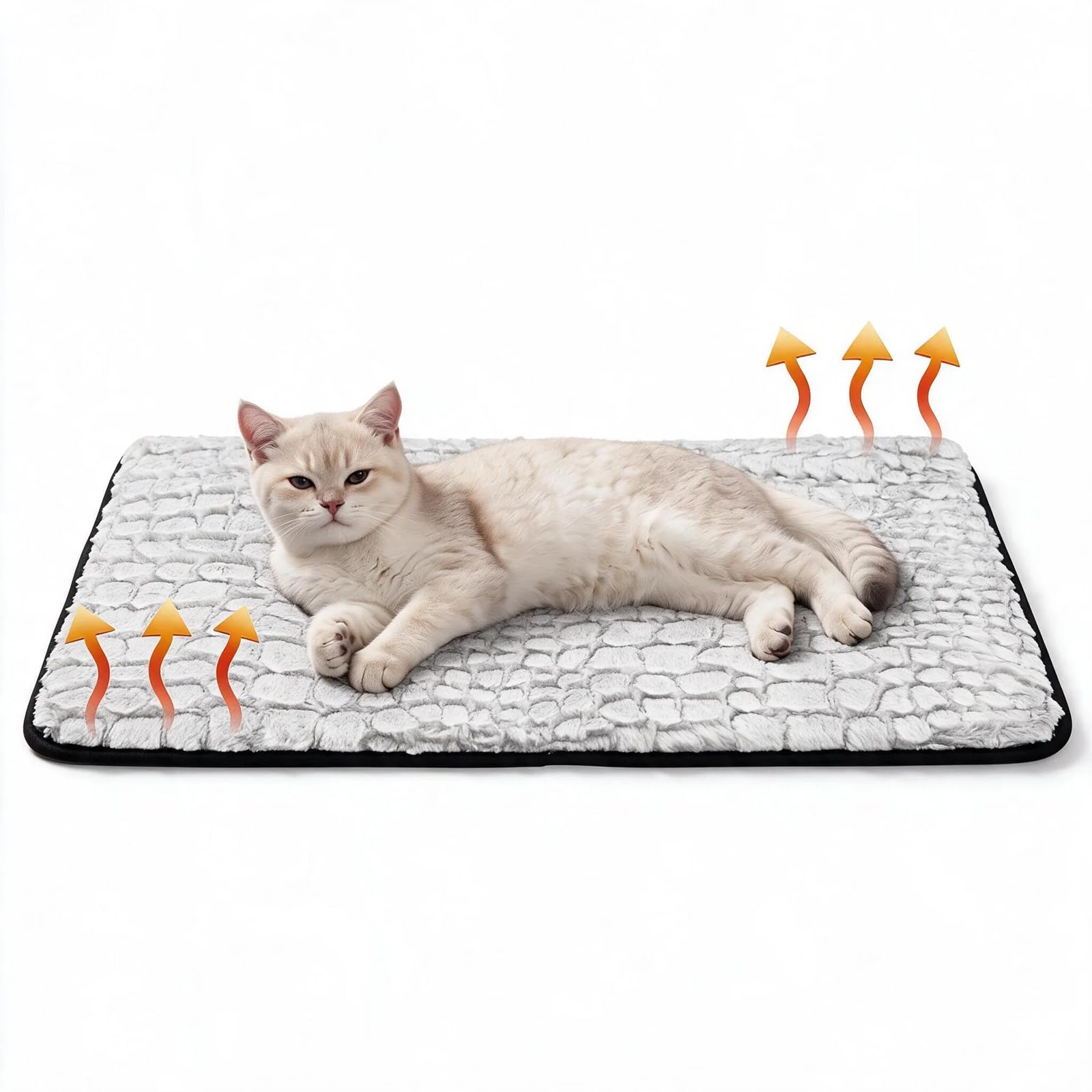 Aitsite Self Warming Cat Bed, 60 * 45cm Self Heating Pet Mat Cozy Calming Cat Blanket, Electric Free Heating Pad, Non Slip Machine Washable for Kittens and Senior Cats Indoor and Outdoor Use