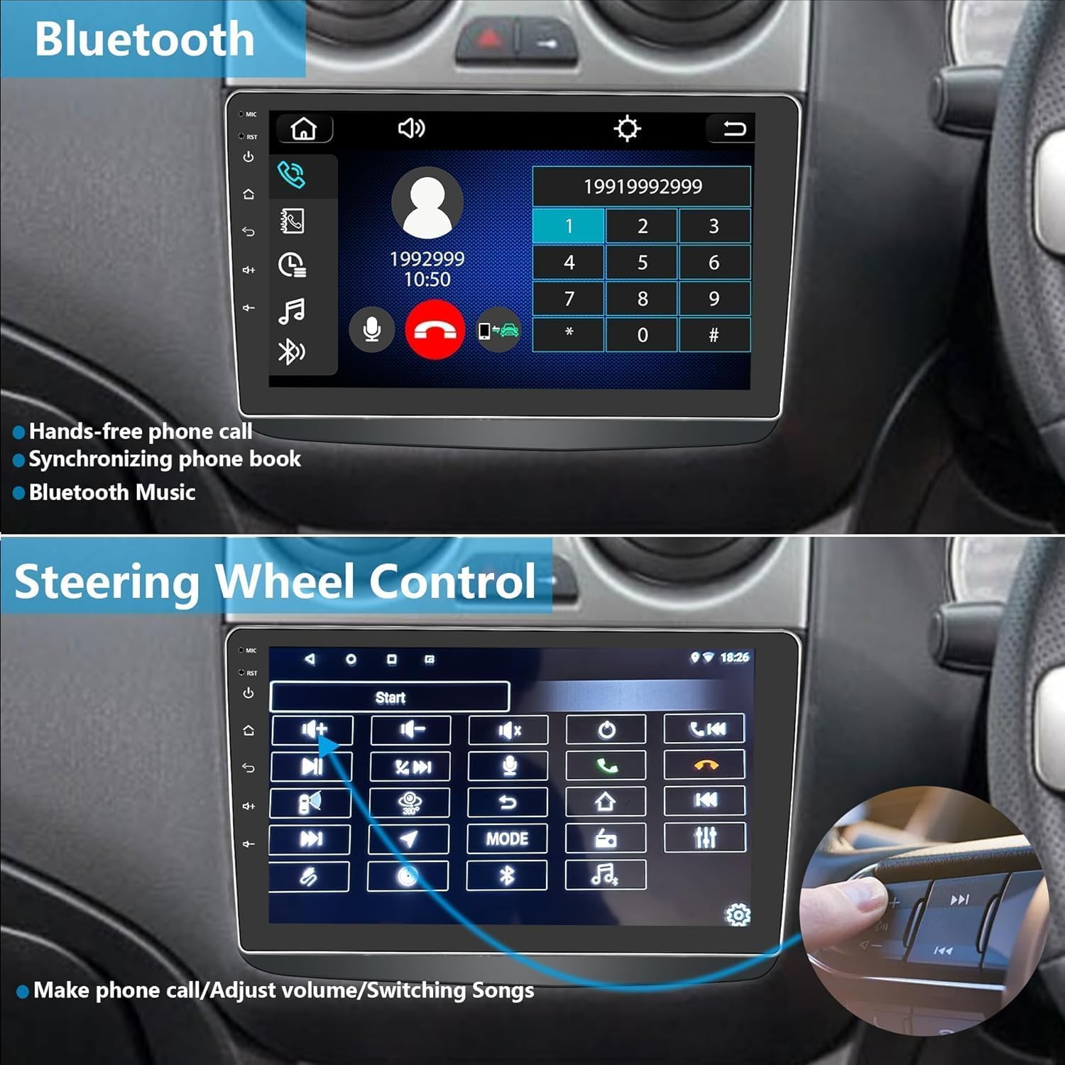 Radio Coche Alfa Romeo Mito 2008-2013 Android Auto y CarPlay Wireless | 9 coche Bluetooth Estéreo IOS Android con FM GPS navegador USB Cámara Trasera Mic Reproductor Multimedia