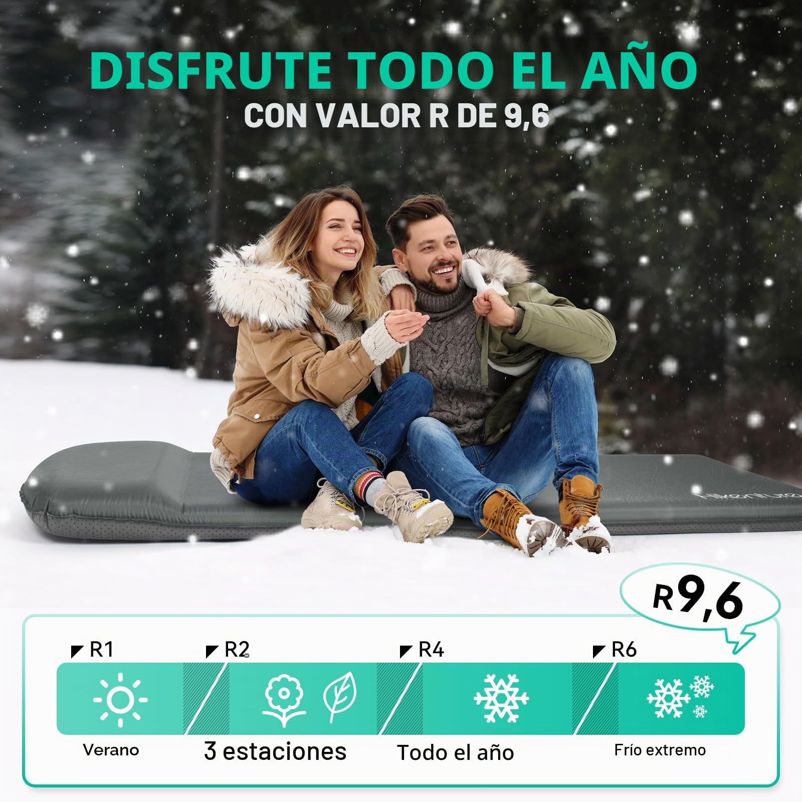 HIKENTURE Colchoneta autoinflable, 8 cm de grosor, colchón de espuma, colchón de aire autoinflable, cómoda colchoneta para dormir para exteriores, tienda de campaña, senderismo-A1