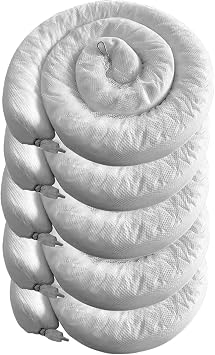 Oil Only Absorbent Socks Polypropylene Absorbent Boom Soak Up Oil, Diesel, Fuel or Hydrocarbon Based Fluids Each 5 x118 Absorbs 7 Gallon27L Per BoomSizePack of 5,ColorWhite