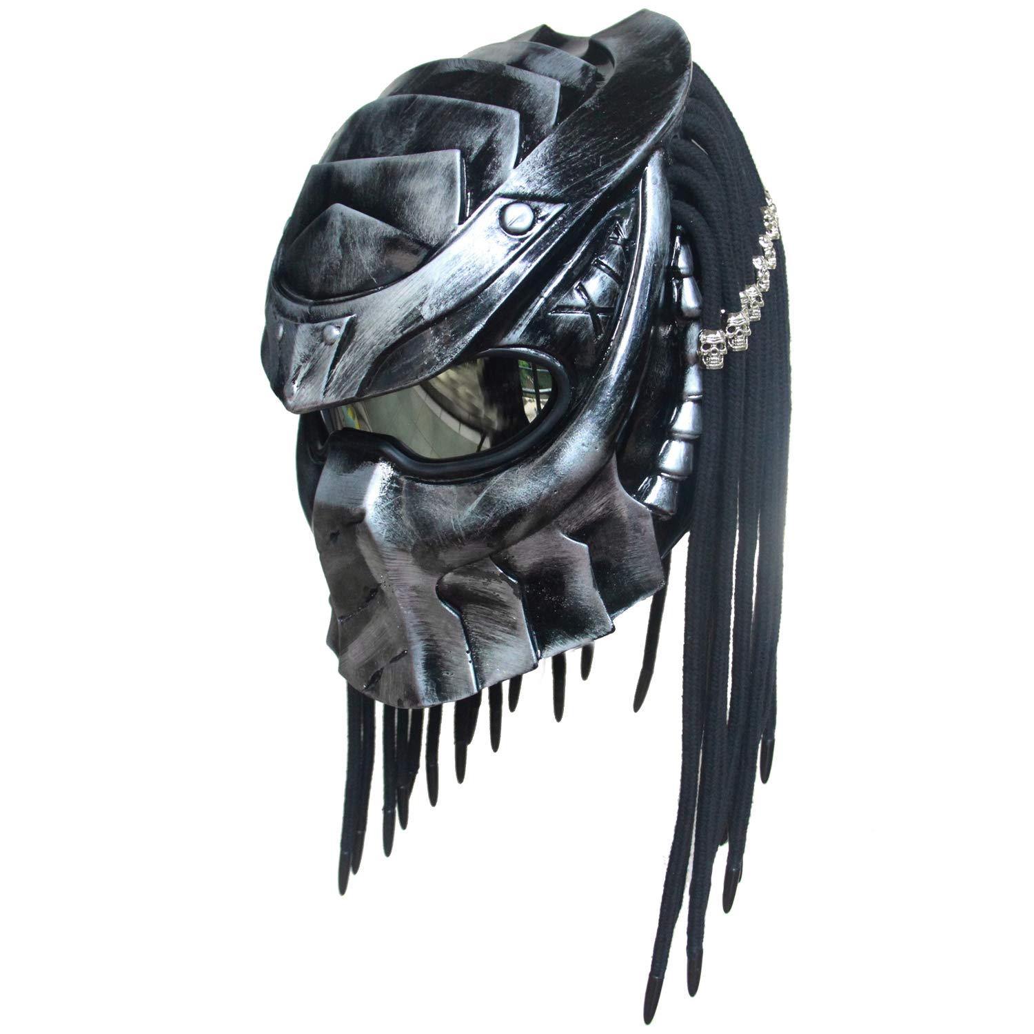 Helmet predator cosplay mask riding full face helmet mask detachable (Dark grey, XXL)