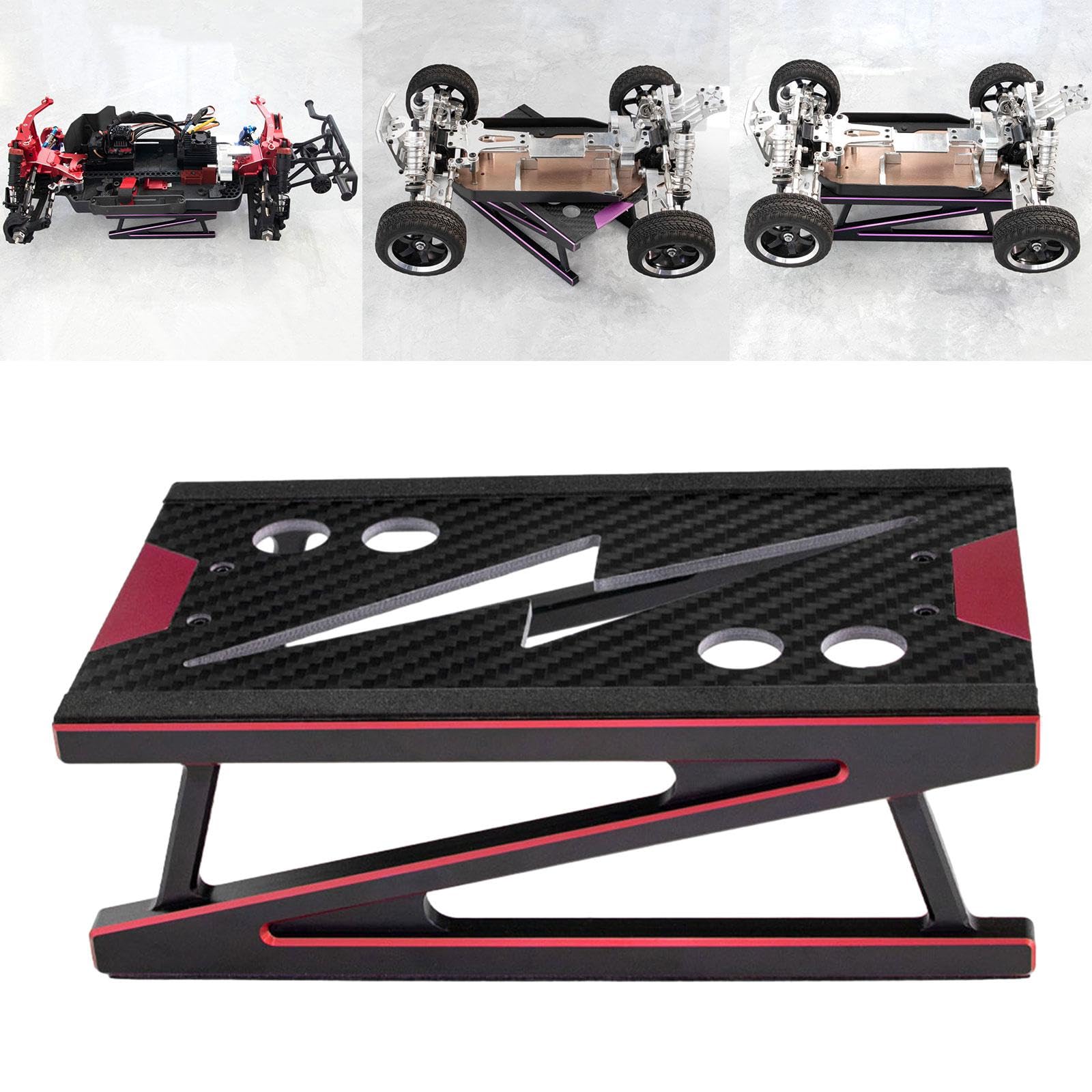 Soporte de Aluminio, Estación de Reparación de Aluminio, Maquetas de Coches a Escala 1/8 Y 1/10, Trabajos de Reparación, para Camiones Y Coches, Rojo
