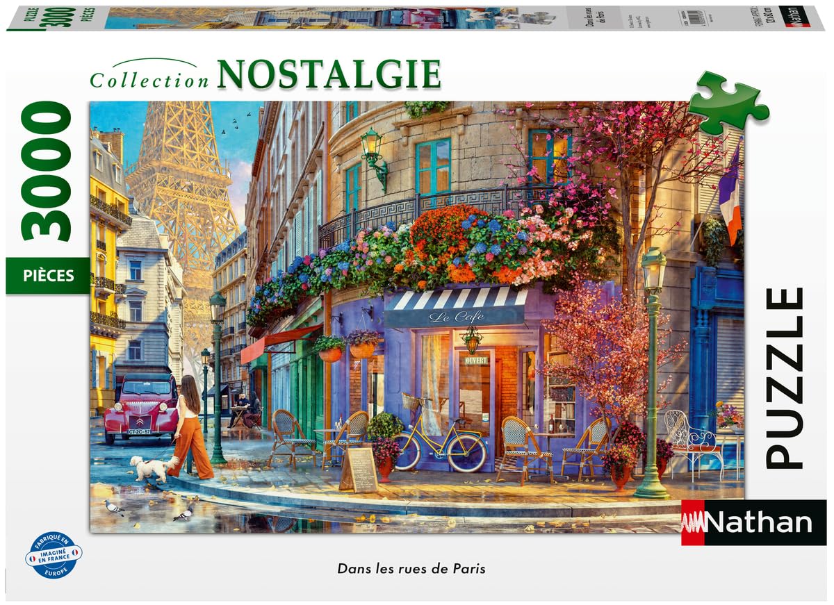 Nathan - Puzzle 3000 pièces - dans Les Rues de Paris - Adultes et Enfants dès 14 Ans - Puzzle de qualité supérieure - Encastrement Parfait - Collection Nostalgie - 12001870