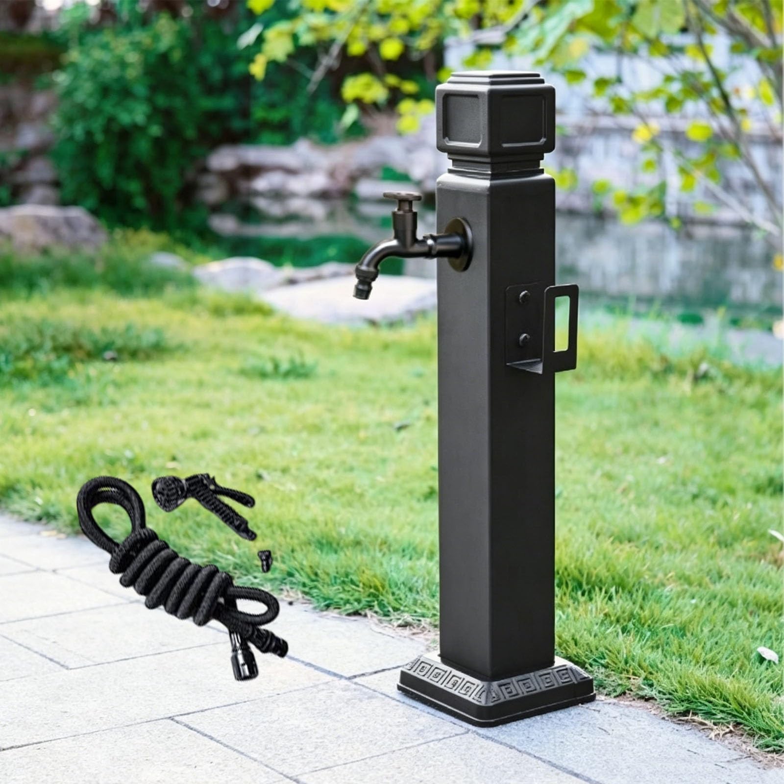 Columna de agua para exteriores con grifos y aspersor, grifo vertical de jardín de acero inoxidable, hidrante sin congelación, hidrante independiente montado en el suelo para riego de patio y granja