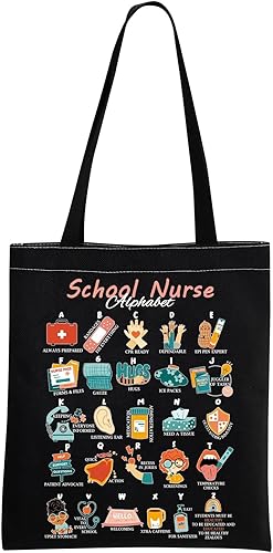 MNIGIU Bolsa de mano para enfermera escolar, regalo de agradecimiento para enfermeras, escuela, enfermera, graduación, escuela, enfermera, alfabeto,