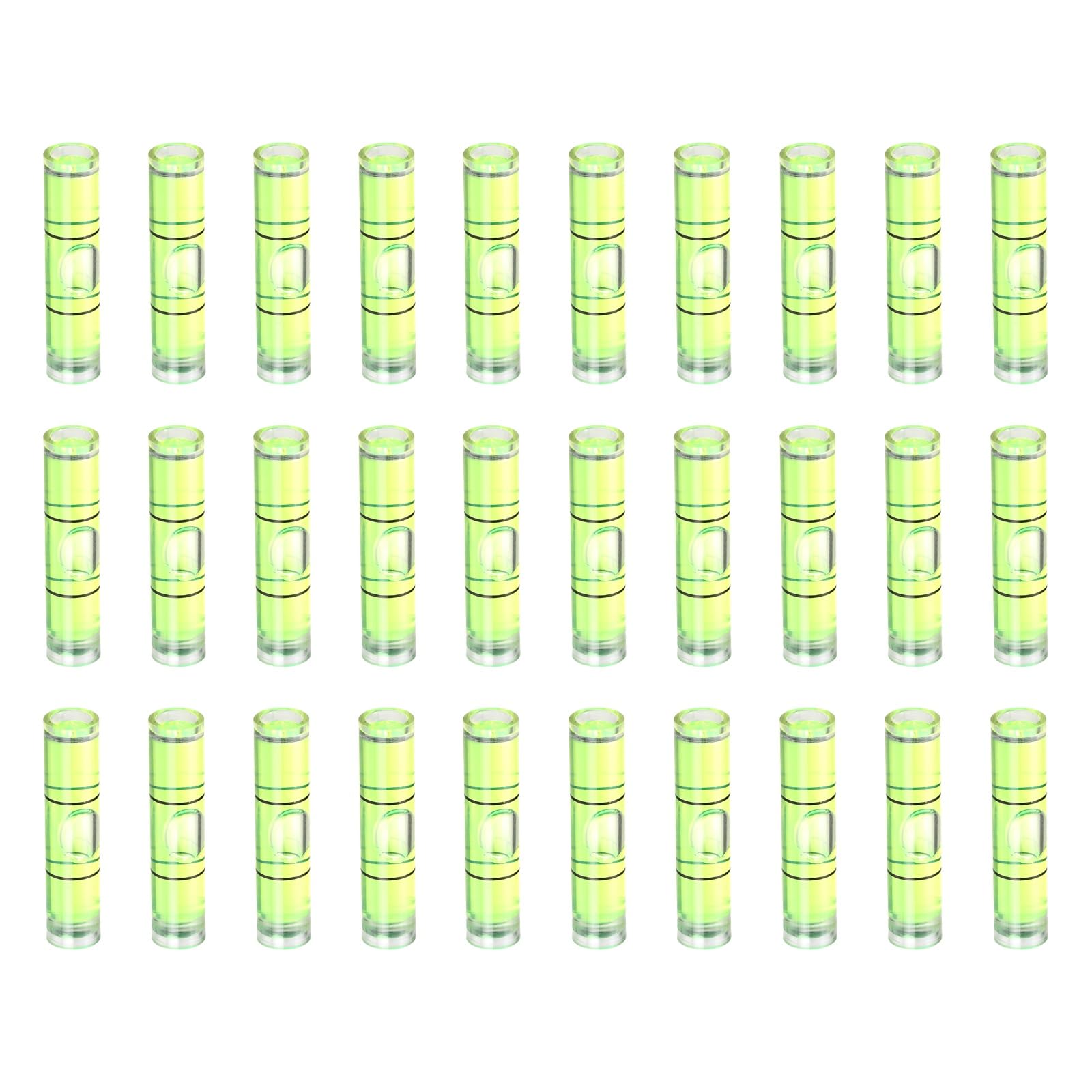 sourcing map 30pcs Small Cylindrical Bubble Level Vials 35x8mm PMMA Mini Horizontal Bubble Spirit Level Measuring Layout Tools for RV TV Picture Frame Hanging Tool Leveler