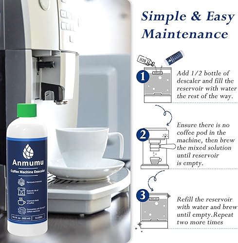 Miniatura 7 de Anmumu Delonghi* Limpiador descalcificador EcoDecalk para todas las máquinas Delonghi*, solución de descalcificación delonghi* 5 usos (paquete de