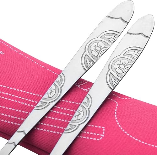 Miniatura 9 de SENHAI - Juego de cubiertos de 8 piezas, cuchillo, tenedor, cuchara, palillos, paquete de 2 vajilla de acero inoxidable a prueba de óxido con