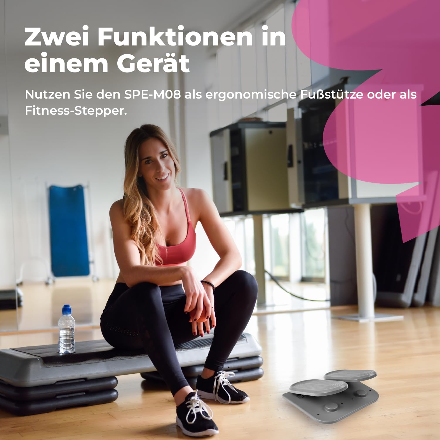 Spacetronik Ergonomische Fußstütze Schreibtisch mit Mini-Stepper-Funktion | Fußablage Schreibtisch mit Rutschfeste Basis, Fitness und Entspannung, Home Office Gadgets