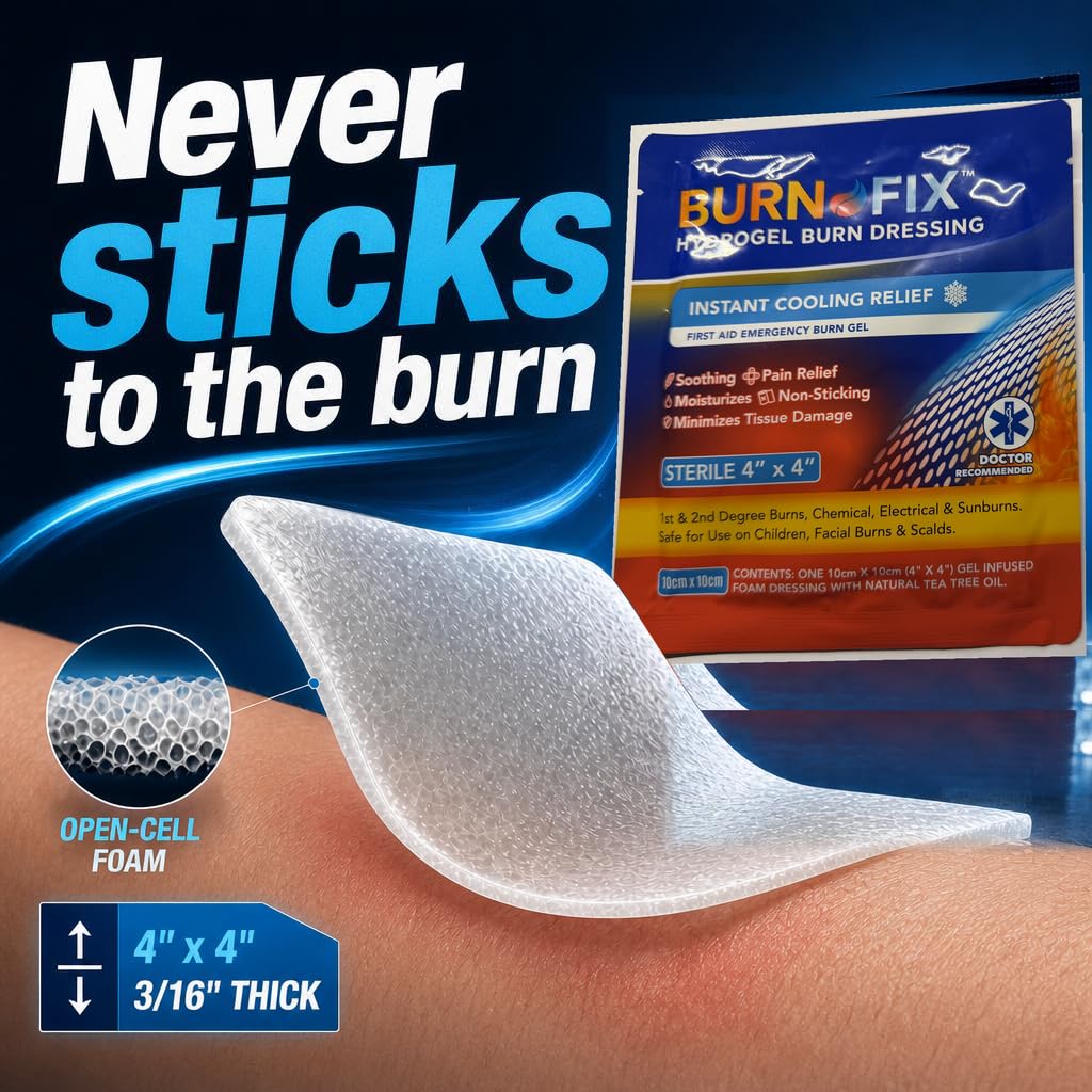 BurnFIX® Burn Kit First Aid Recommended by Doctors, Comprehensive 25pcs First Aid Kit Includes Burn Gel, Burn Dressing, Gloves, Scissors, Wipes for Quick Burn Relief - Sunburn, Electrical, Flame Burns — Amazon image 5