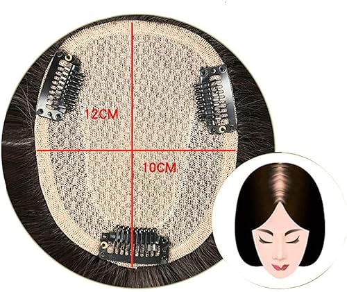 Miniatura 3 de Corona de cabello humano lacio con base de seda, clip invisible, para mujer, 8 pulgadas, color marrón oscuro