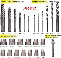 Vista 4 de 26Pcs Nuts Screws Bolt Extractor Sockets Set, Remove Stripped, Frozen, Rounded-Off Bolts, Nuts & Screws, Extractor Drill Bit Tools Set with Solid
