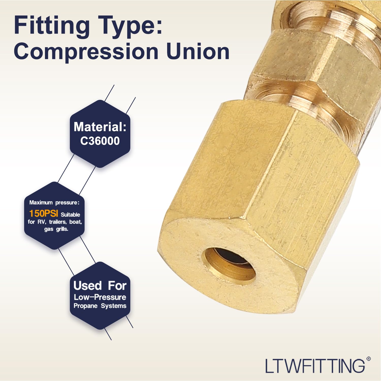 Generic Kompression Union, Messing Klemmverschraubung 516'' OD Pack of 30