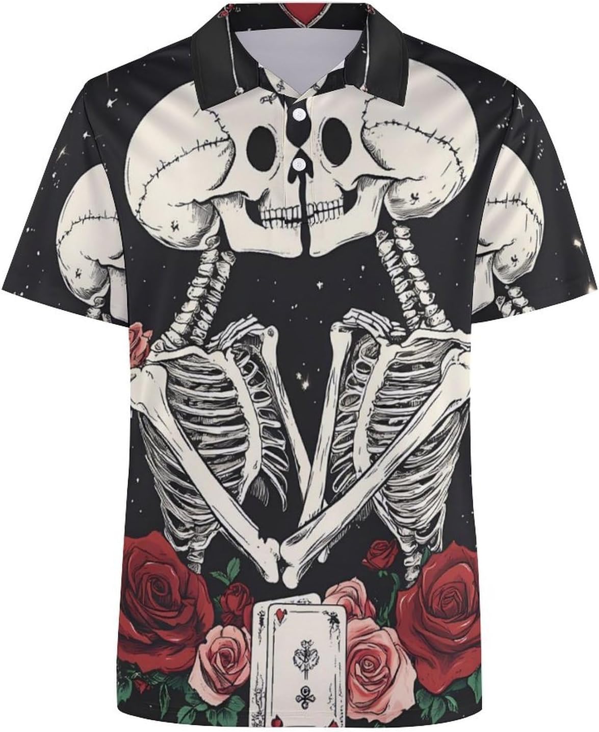 Skull Flower Womens Golf Polo Shirts Summer Short Sleeve Collared 3 Buttons T Shirt Activewear Tops