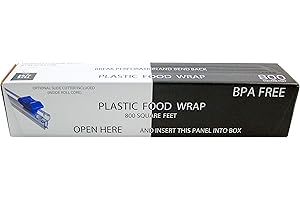 Freezer Wrap Plastic Roll- 800 Sq. Ft., BPA Free with Built-in Slide Cutter