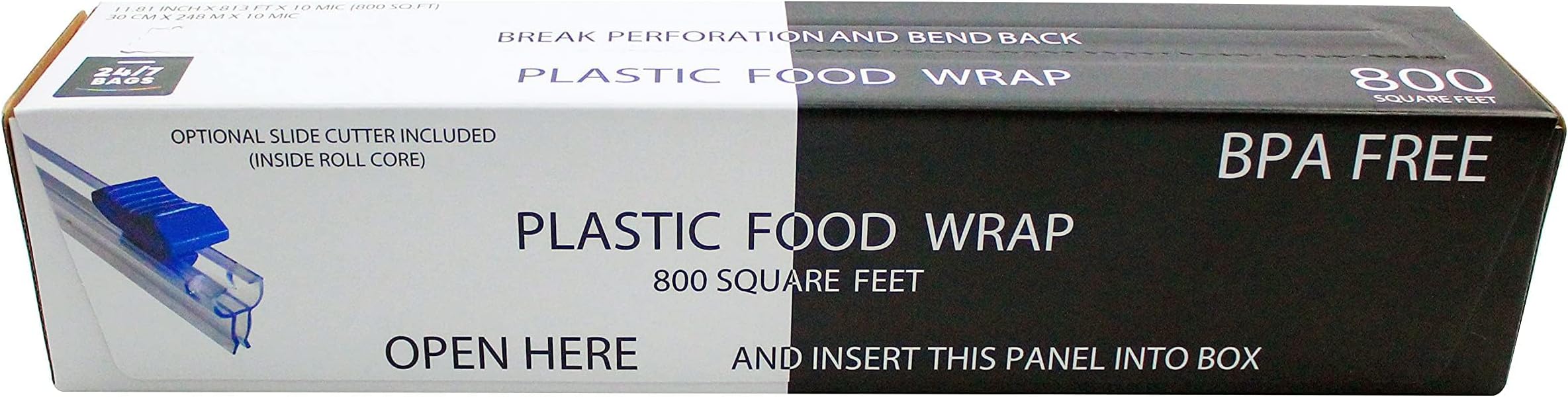 Plastic Food Wrap- 800 SQ. FT. BPA-Free, Includes Optional Slide Cutter, Extra Cling And No Mess, Clear