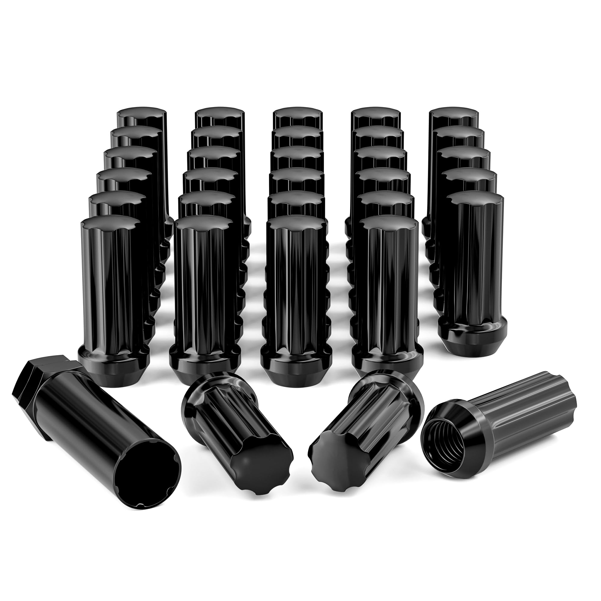 EZISOE 32 Pcs M14x1.5 Lug Nuts, Closed End Duplex XL Spline Lug Nuts for Aftermarket Wheels Wheel Lug Nut,Bonus 1 Spline Tool/Key for Installation and