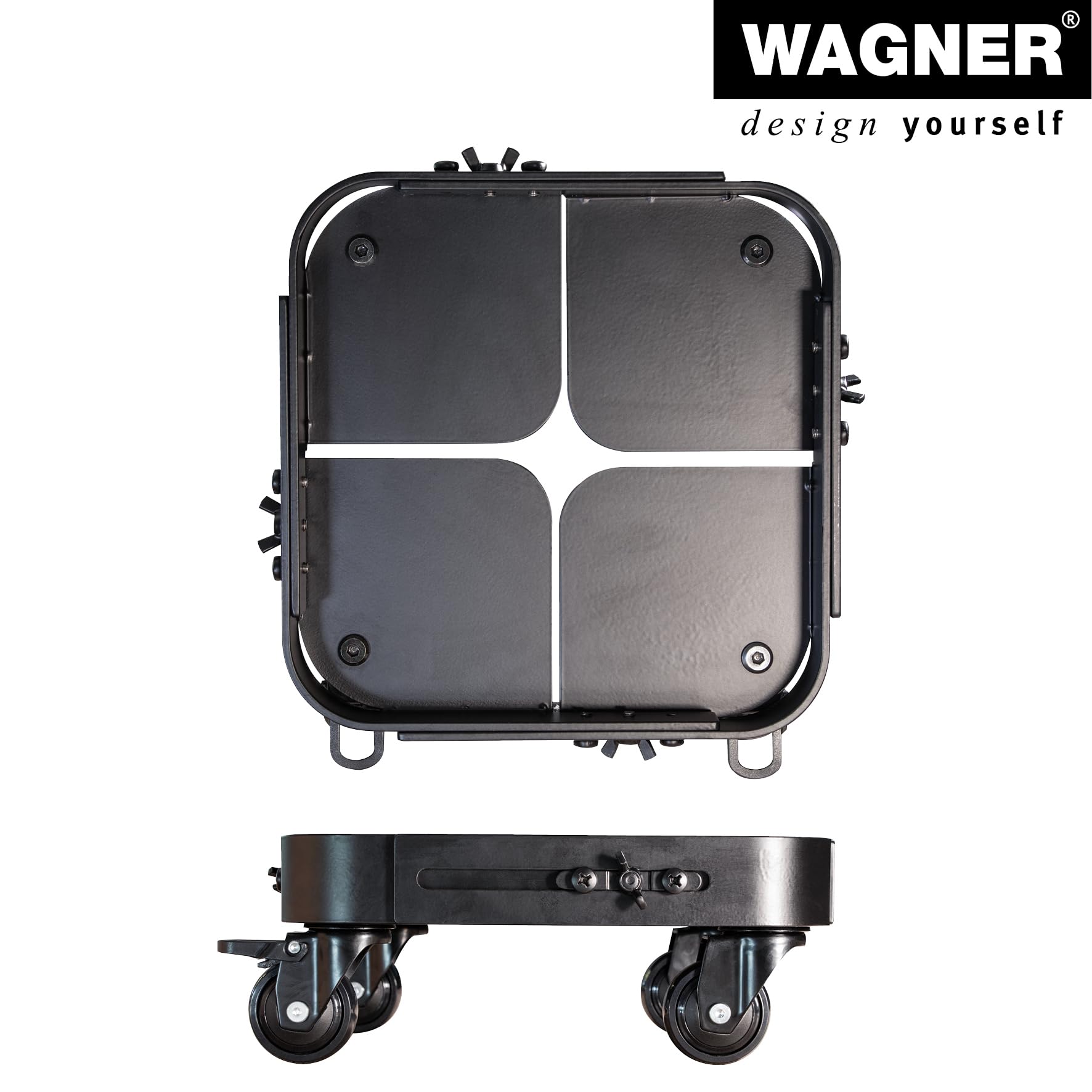 WAGNER Pflanzenroller Sun City Exclusive 25-30 x 10,5 cm I Nutzfläche, stufenlos ausziehbar I Blumenroller für Außenbereich + Innenbereich, Kübelroller Stahl, Tragkraft 200 kg - 20082101