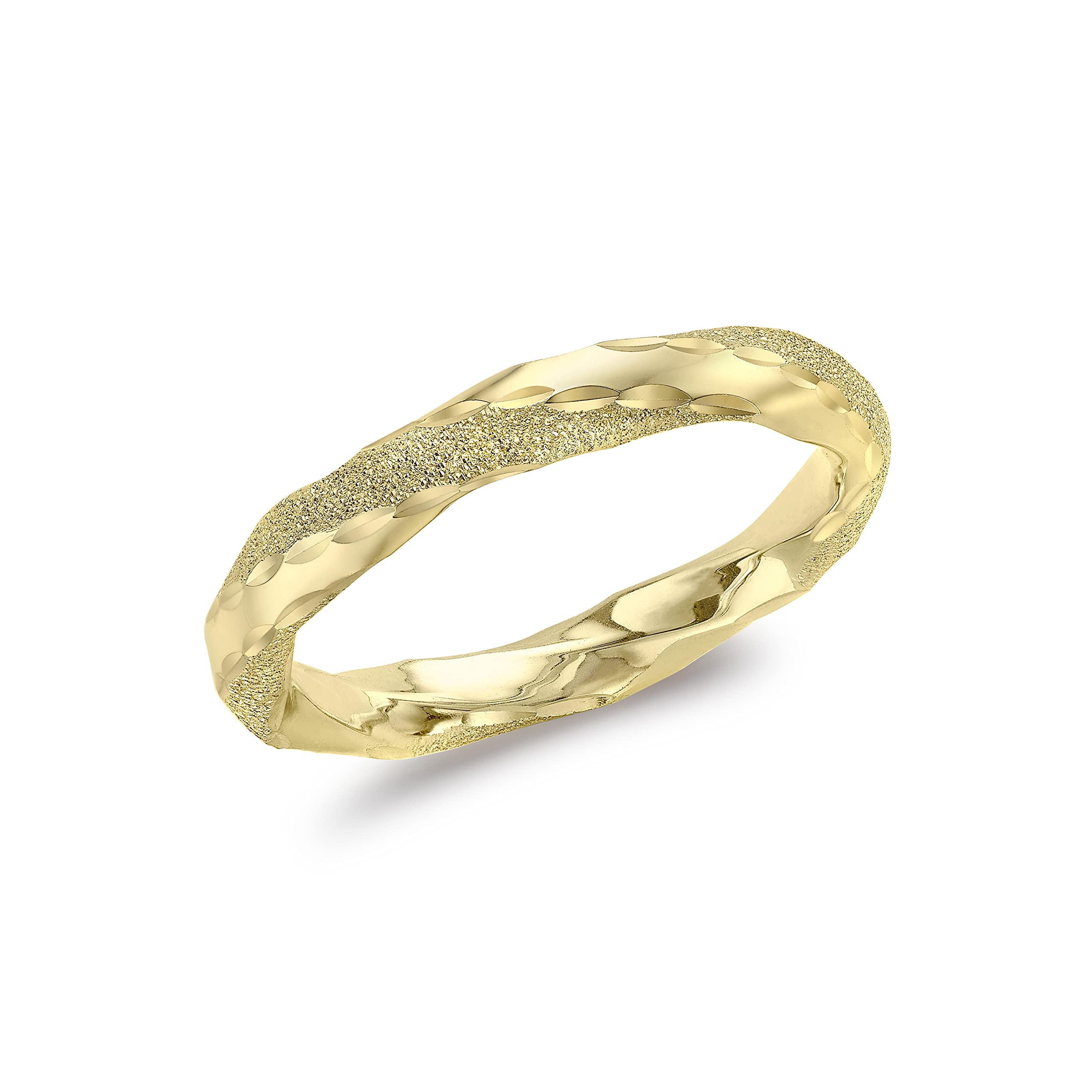 CARISSIMA Damen-Ring, 9 Karat Gold, 3 mm, poliert und strukturiert, gedreht