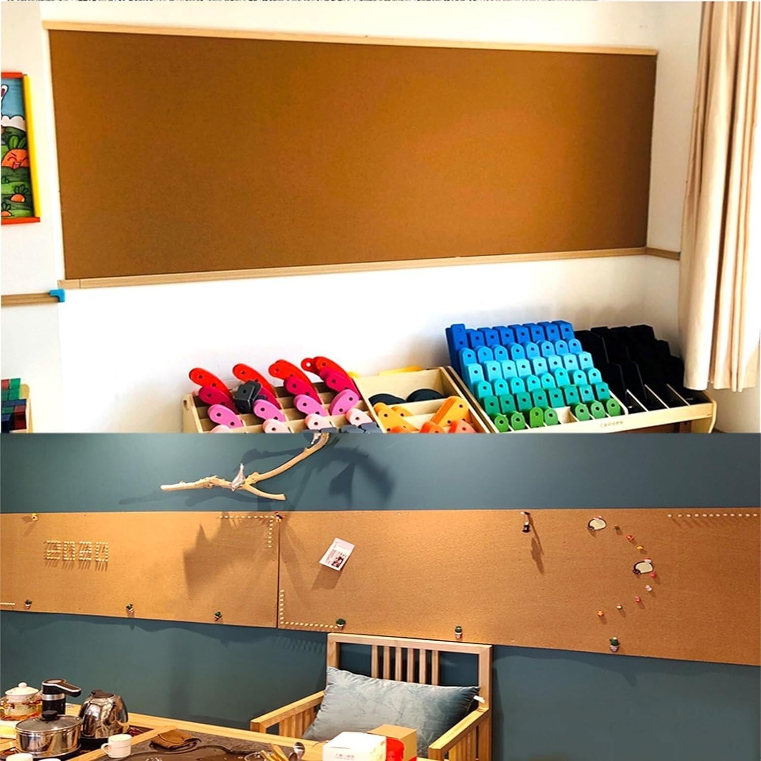 LNNW Rollo de tablero de corcho autoadhesivo, tablero de mensajes adecuado, manualidades DIY for tablón de anuncios, letrero de puerta, decoración de pared de suelo Para la Decoracion de la Oficina de