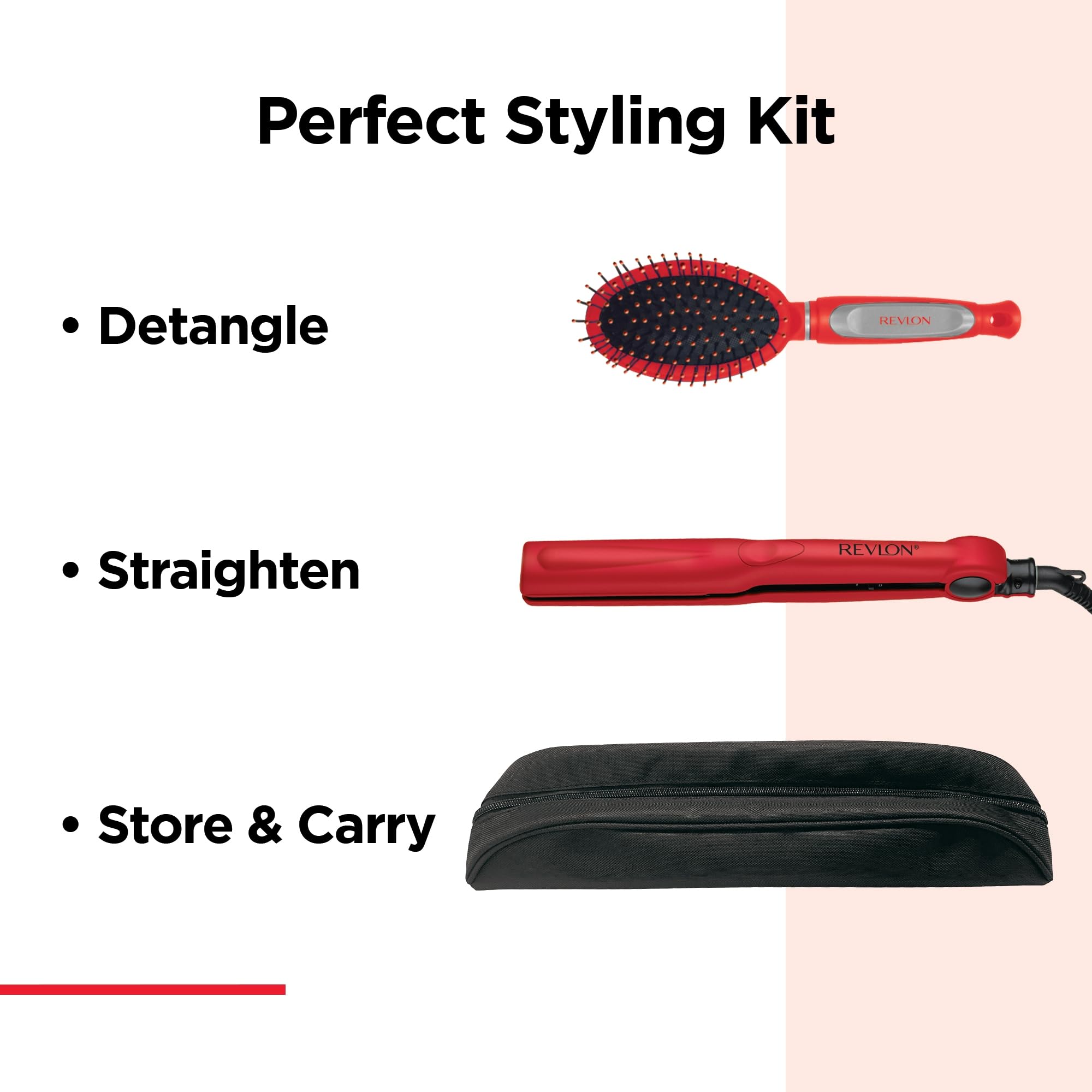 REVLON Ultra Straight and Smooth Styler Set (200°C Fast Styler with Ceramic Plates Gift Set including Brush and Storage Pouch) RVST2176GP - Image 4