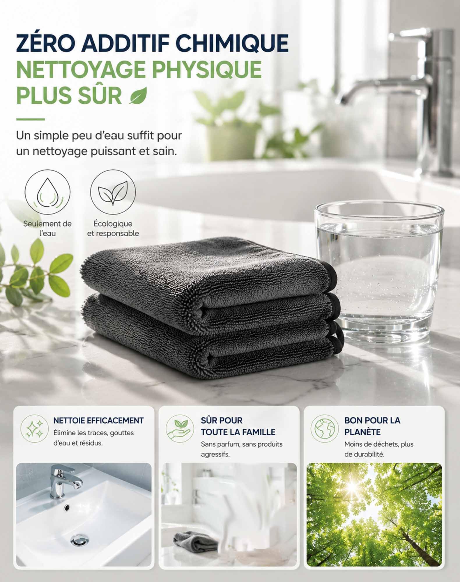 Miroclean - Panno in microfibra XXL, 40x60 cm 8 volte ultra-assorbente e anti-pelucchi, dì addio a calcare ostinato e superfici sporche bagno, finestre, pareti, rubinetteria e auto (3PCS)