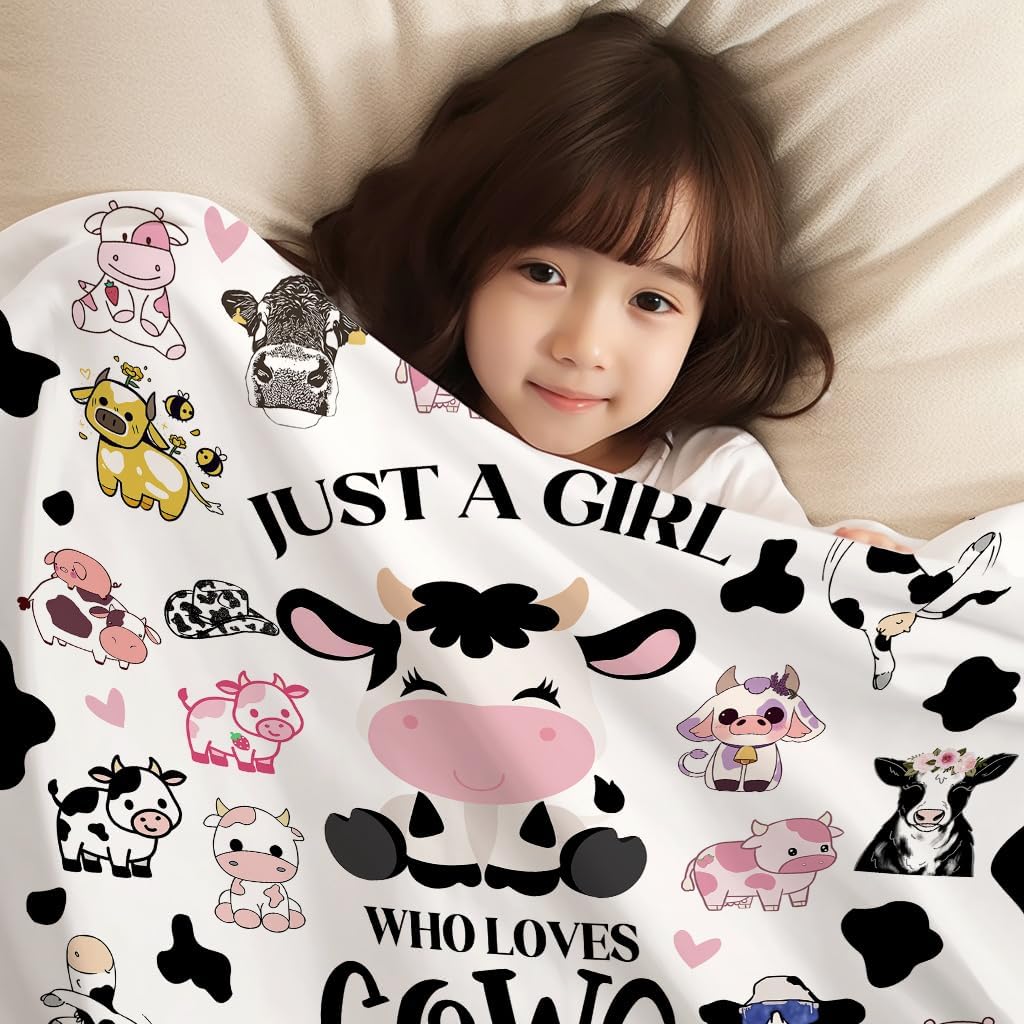 Cow Gifts Blanket Soft Flannel Cows Throw Blanket for Cow Lovers Adults Women Girls for Bedding Bedroom Living Rooms Sofa 50"X40" - Image 3
