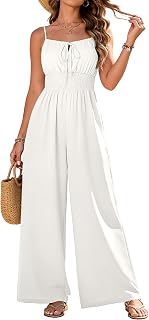 AGERWAY Womens Jumpsuits 2026 Casual Spaghetti Strap Wide Leg Long Pants Rompers One Piece Summer Outfits with Pockets