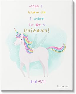 Stupell Industries Inspiring Unicorn Quote Mythical Fantasy Rainbow Design, Design by Diane Neukirch