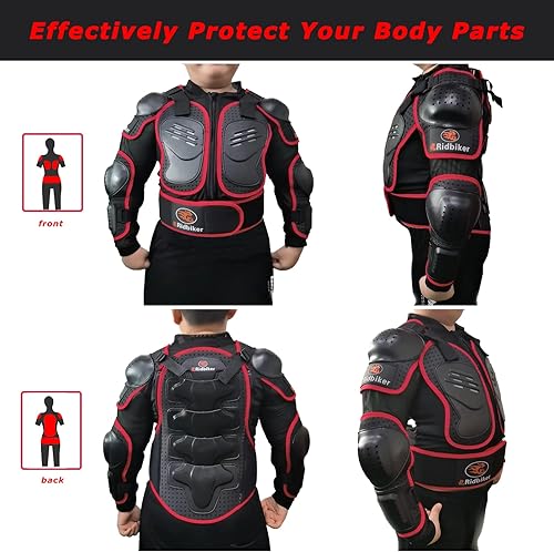 Miniatura 18 de Protector de pecho para niños, motocross, motocross, motocross, equipo de armadura de cuerpo completo, chaqueta protectora para la espalda, chaleco